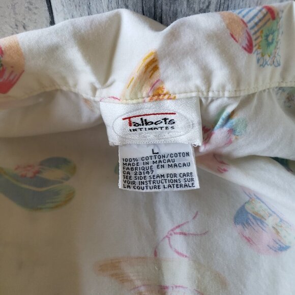 Vintage Talbots 2 PC Nightshirt and Shorts PJ's Pastel Hat Pattern - Size L - Picture 2 of 8